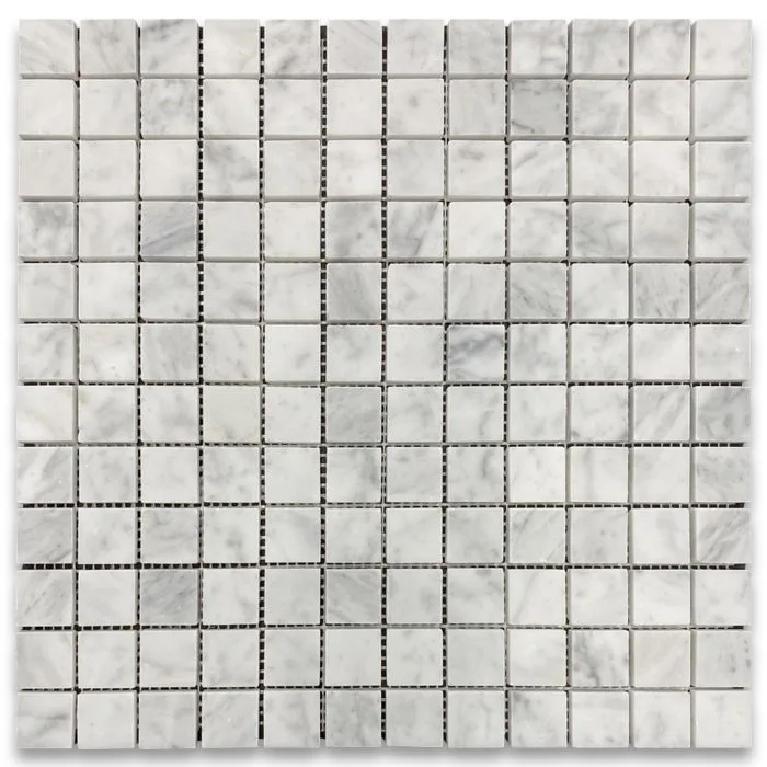 bianco carrara white marble 2,54x2,54 piastrella mosaico 305x305x10 mm.