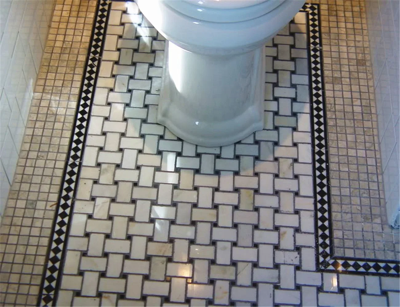 calacatta gold marmo 1x2 basketweave mosaico piastrelle 305x305x10 mm nero marquina 12