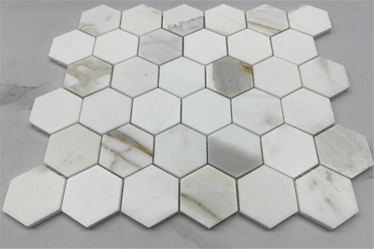 calacatta gold marmo esagonale mosaico piastrelle 305x305x10 mm