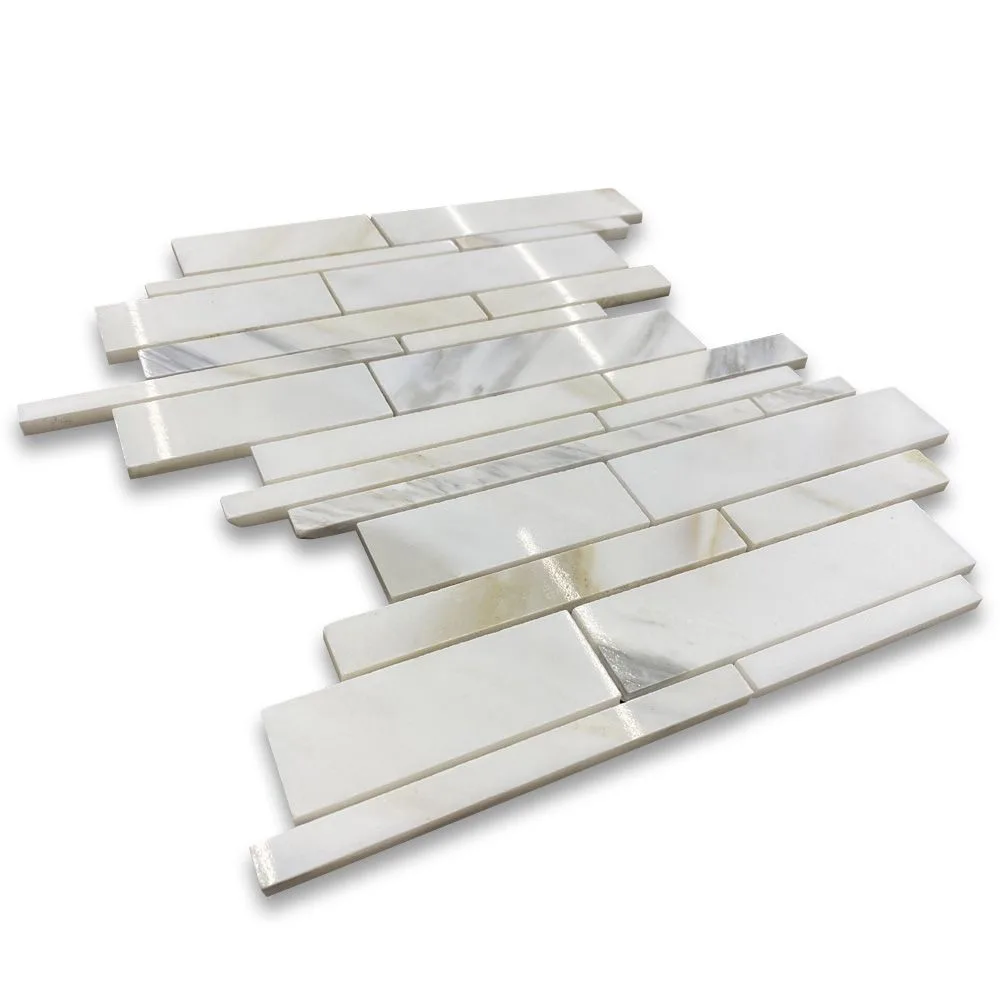 calacatta gold marmo strisce mattoncini 10 mm th su rete