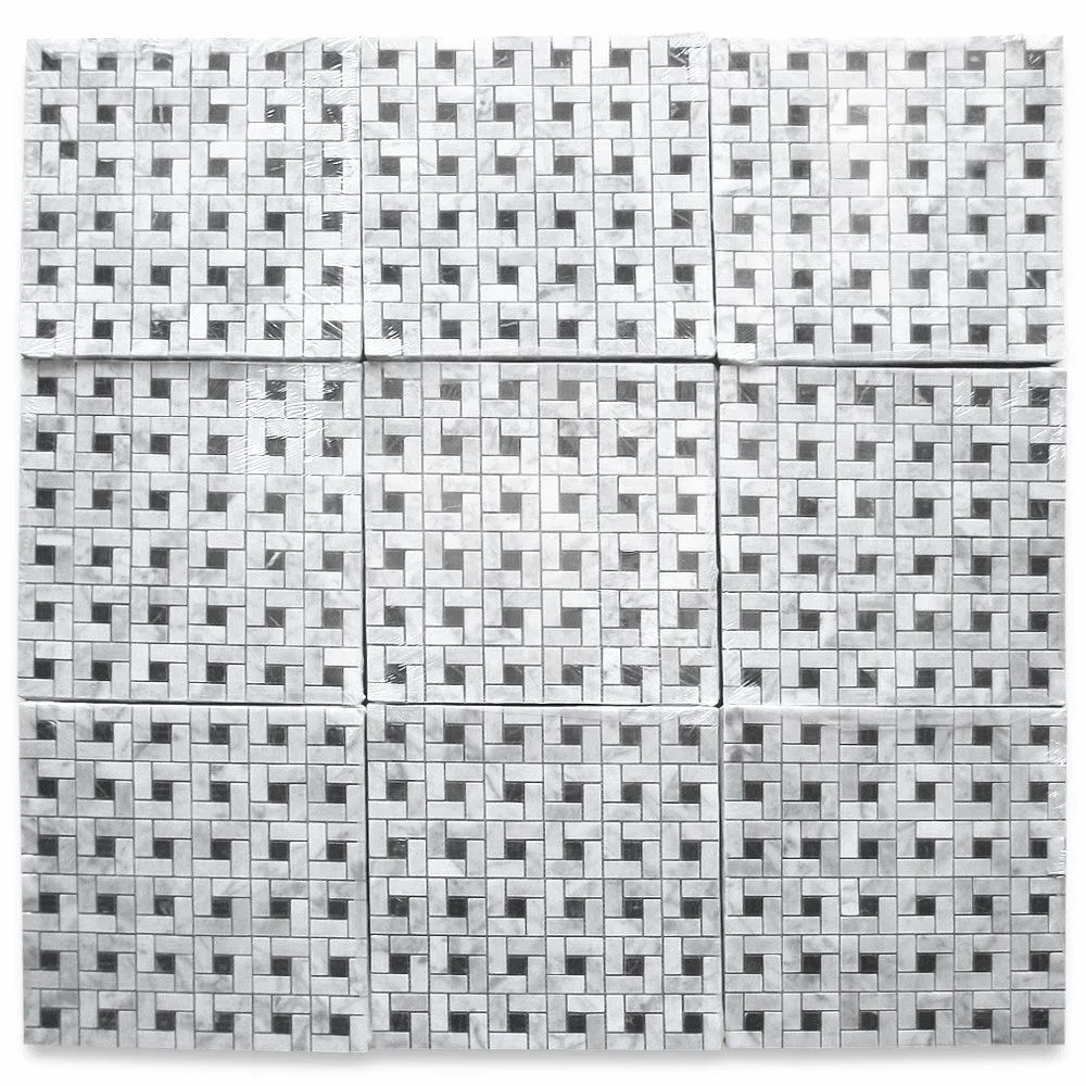 mosaico bianco carrara e nero marquina girandola su rete lusso