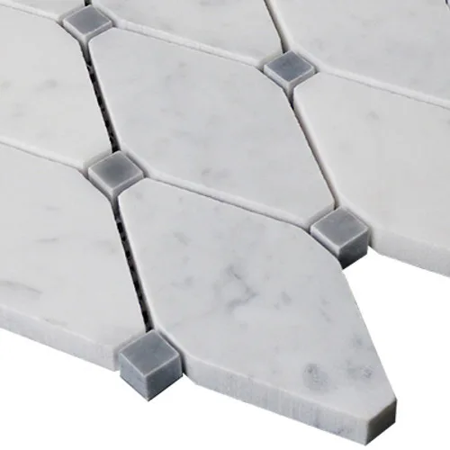 mosaico bianco carrara romboide grigio bardiglio 10 mm su rete