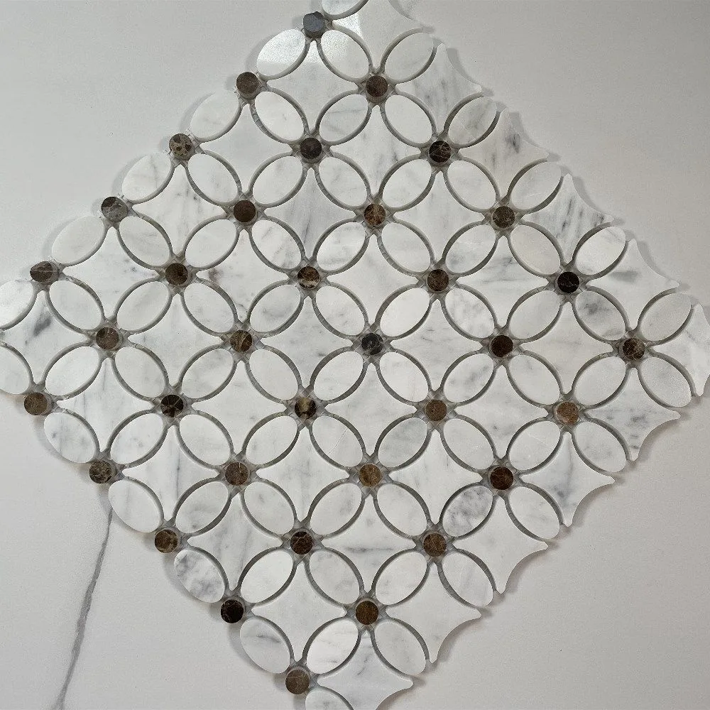 mosaic fiori flower florida bianco carrara thassos emperador 10 mm lusso