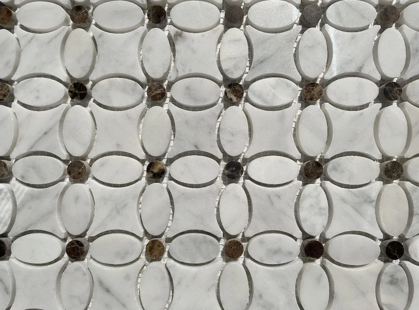 mosaic fiori flower florida bianco carrara thassos emperador 10 mm su rete