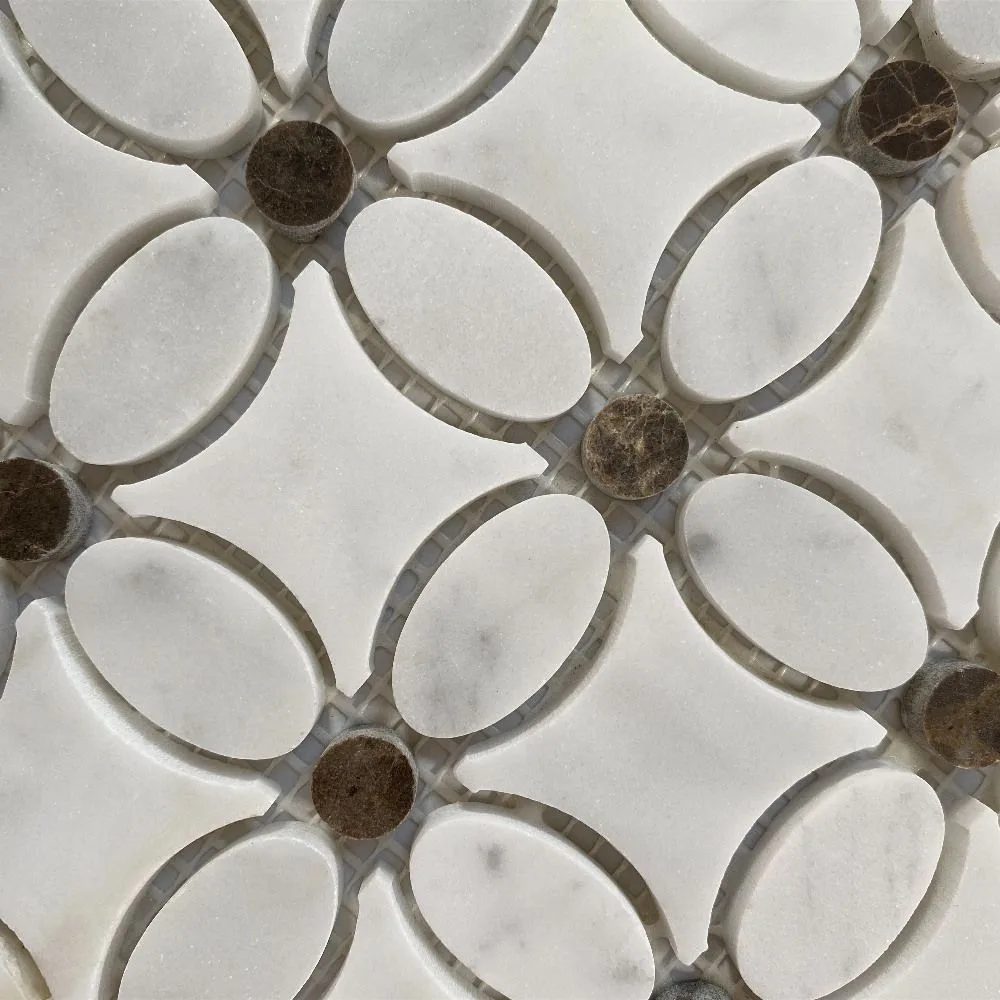 Mosaïque Florida Flower : Fiori bianco carrara, thassos, bardiglio 10 mm – Une option élégante pour votre projet de design.