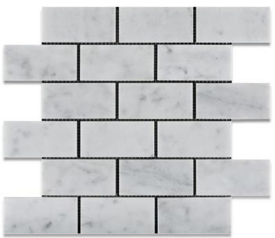 Mosaico Bianco Carrara — mattoncini 48 × 100 mm · MDC04
