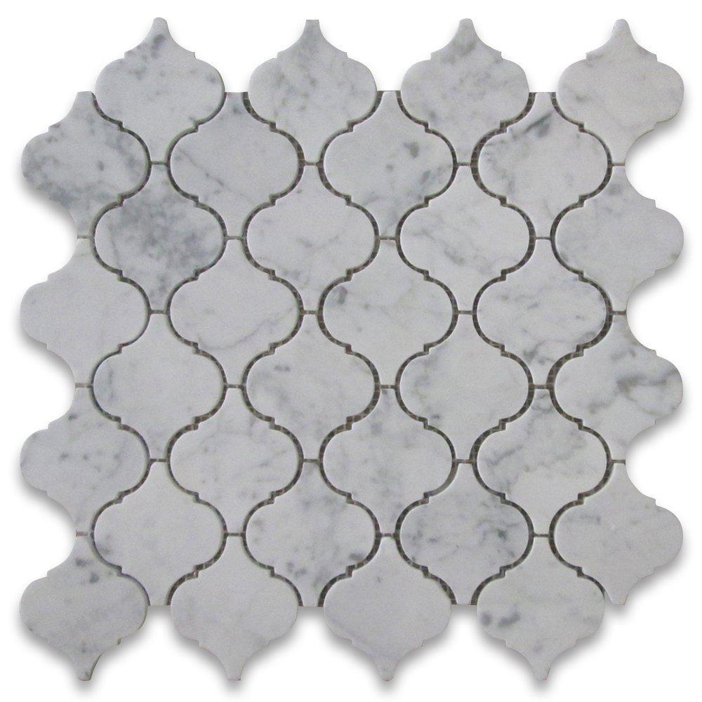 Mosaïque Blanc de Carrare — lanterne arabesque · MDC06