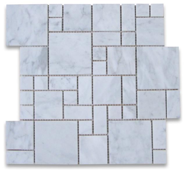 Mosaïque Blanc de Carrare — modulaire en moulinet · MDC13