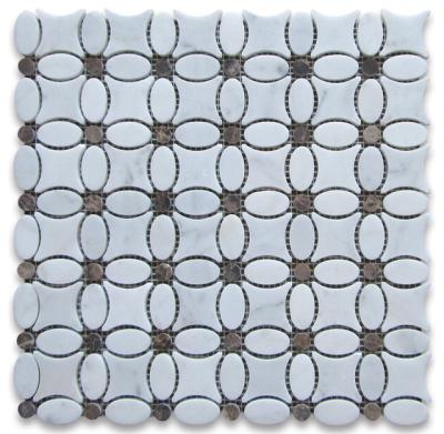 Mosaïque Blanc de Carrare — ovales · MDC15