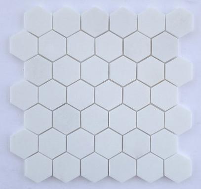 Mosaico Bianco Thassos — esagonale 48 × 48 mm · MDCC02
