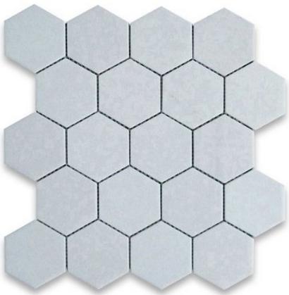 Mosaico Bianco Thassos — esagonale 75 × 75 mm · MDCC03