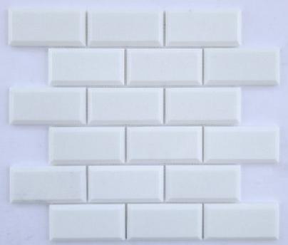 فسيفساء ثاسوس الأبيض — طوب بحواف مشطوفة 50 × 100 mm Beveled · MDCC07