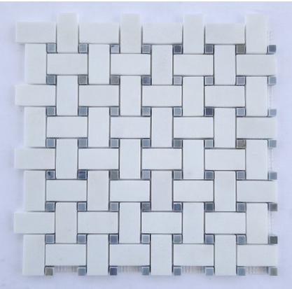 Мозаика Белый Тасос — плетёнка со светлыми деталями 25 × 50 + 10 × 10 mm · MDCC11
