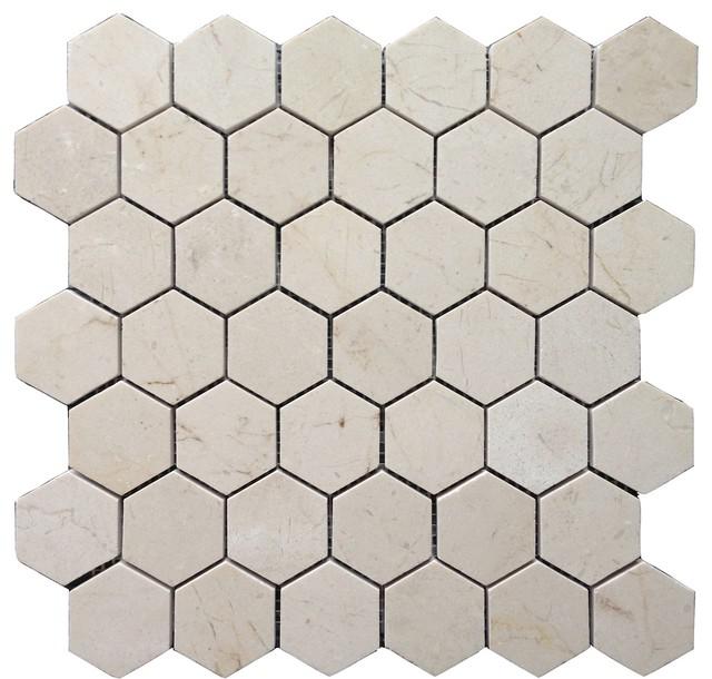 Mosaico Crema Marfil — hexagonal 48 × 48 mm · MDCD02