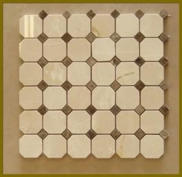 Mosaico Crema Marfil — octágonos con tacos 48 × 48 + 15 × 15 mm · MDCD03