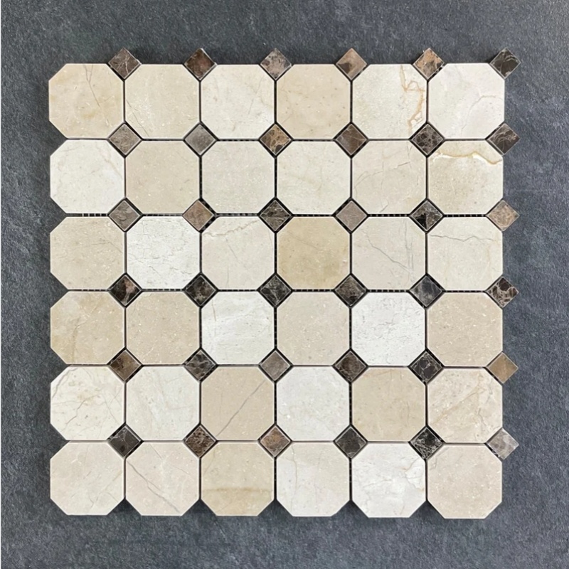 马赛克 西班牙米黄 — 带饰点八边形 48 × 48 + 15 × 15 mm · MDCD03 — 3