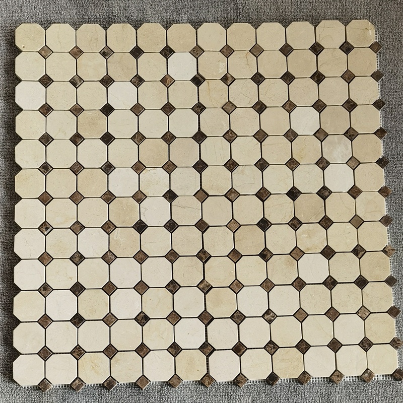 马赛克 西班牙米黄 — 带饰点八边形 48 × 48 + 15 × 15 mm · MDCD03 — 4