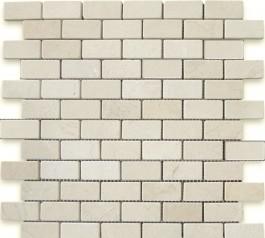 Mosaïque Crema Marfil — mini-briques 25 × 50 mm · MDCD08