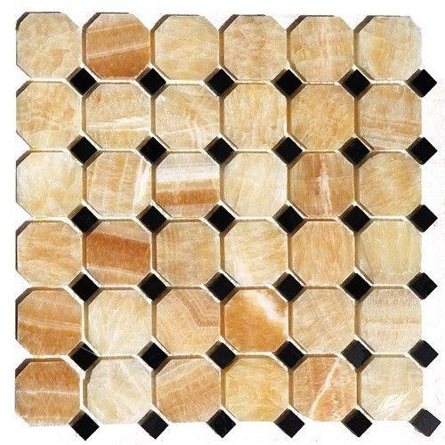 马赛克 蜜色玛瑙 — 带饰点八边形 48 × 48 + 15 × 15 mm · MDCE04