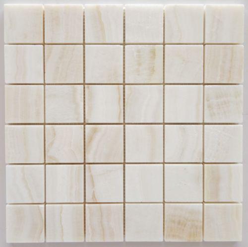 فسيفساء أونيكس أبيض — قطع مربعة 48 × 48 mm · MDCF02