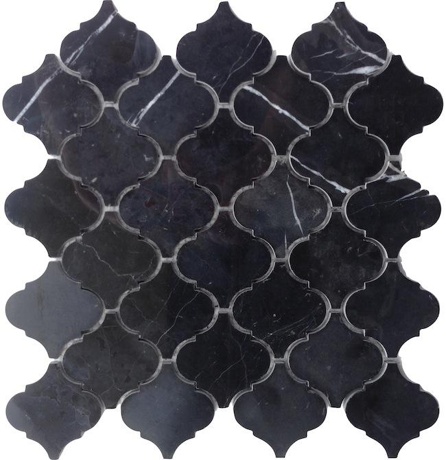 Mosaico Nero Marquina — lanterna arabesca · MDCNM01