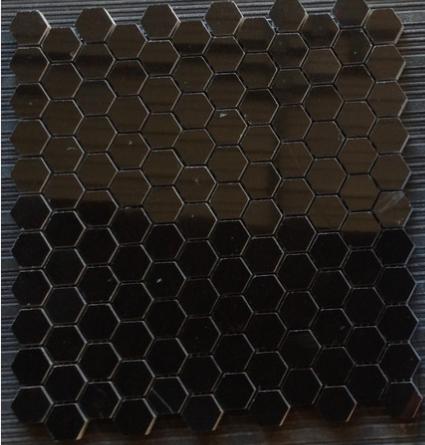 Mosaico Nero Marquina — esagonale 23 × 23 mm · MDCNM04