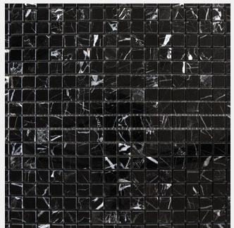 Mosaico Nero Marquina — teselas cuadradas 25 × 25 / 48 × 48 mm · MDCNM08