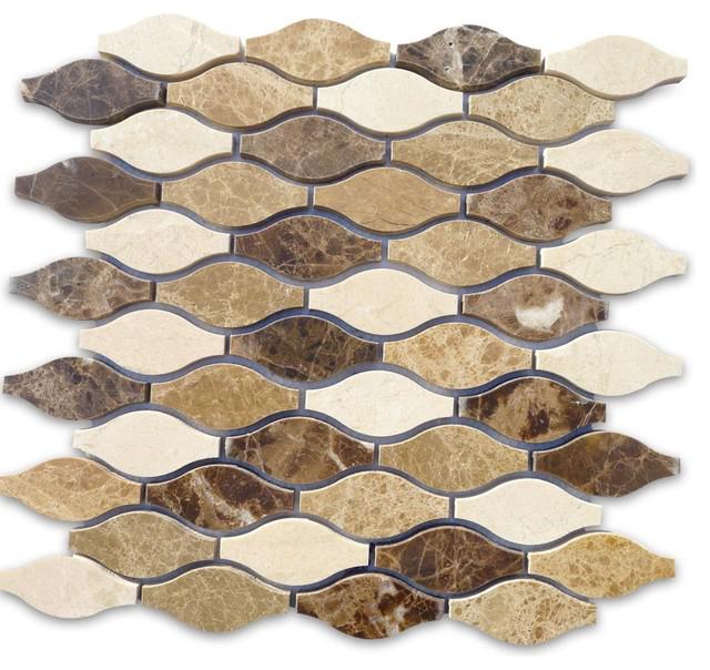 Mosaico Intarsio in pietra naturale — foglie multicolore · MDCW07