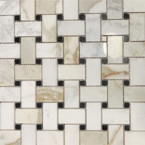 calacatta gold marmo 1x2 basketweave mosaico piastrelle 305x305x10 mm nero marquina tozzetto lucido
