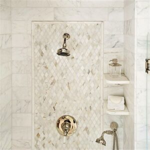 calacatta gold marmo romboide diamante mosaico piastrella lucida su rete