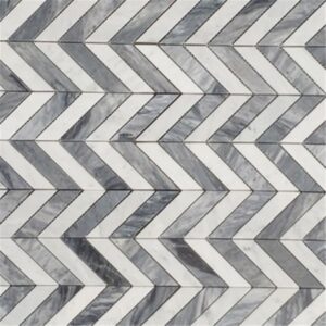 mosaico chevron grigio bardiglio bianco carrara tile su rete 10 mm